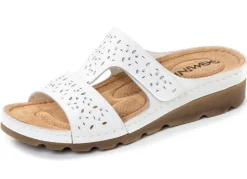 Sale Gemini , bequeme Damen-Pantoletten, Weite G, mit Klettverschluss WEISS