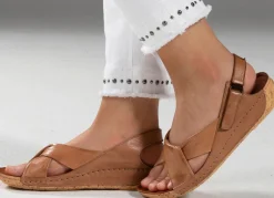 Discount BADER Gemini, bequeme Damen-Sandalen, Weite G, mit Gummizug COGNAC