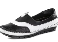 Online Gemini , bequeme Damen-Slipper, Weite G, mit herausnehmbarem Fußbett SCHWARZ-WEISS