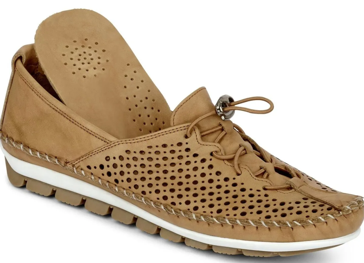 Clearance Gemini , bequeme Damen-Slipper, Weite G, mit herausnehmbarem Fußbett CAMEL