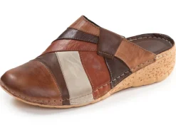 Best Gemini , klassische Damen-Clogs, Weite G, mit Gummizug BRAUN-MULTI