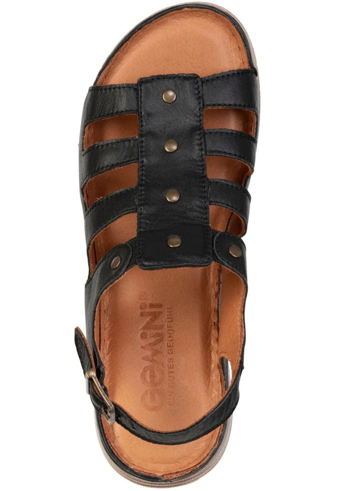 Discount Gemini , klassische Damen-Sandalen, Weite G, aus Leder SCHWARZ