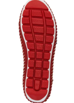 New Gemini , klassische Damen-Slipper, Weite G, mit herausnehmbarem Fußbett WEISS-ROT-MARINE