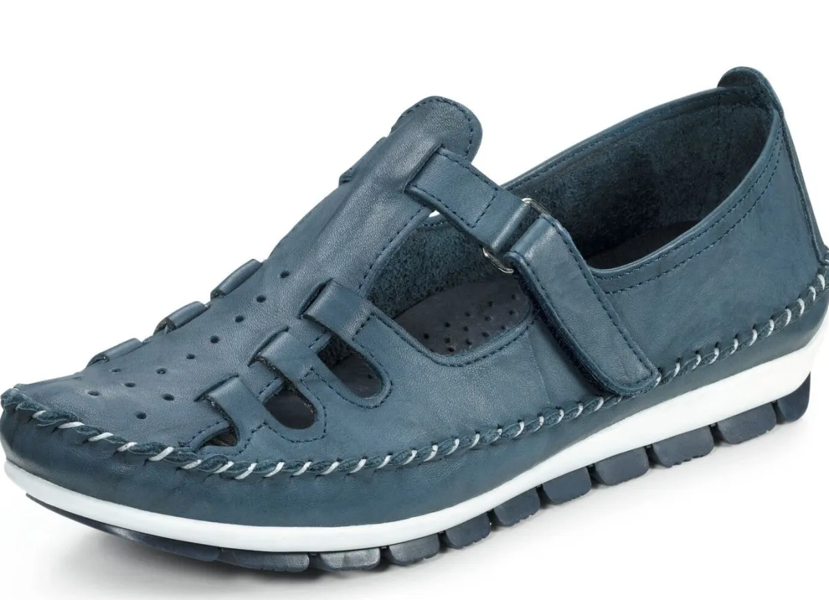 Clearance Gemini , klassische Damen-Slipper, Weite G, mit herausnehmbarem Fußbett MARINE