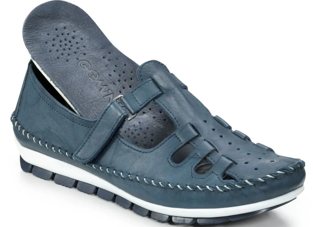 Clearance Gemini , klassische Damen-Slipper, Weite G, mit herausnehmbarem Fußbett MARINE