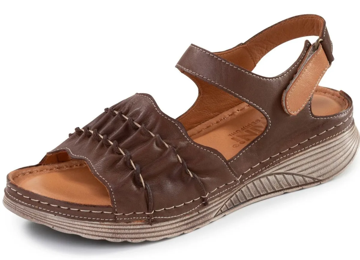 Sale Gemini , leichte Damen-Sandalen, Weite G, aus Leder BRAUN