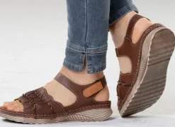 Sale Gemini , leichte Damen-Sandalen, Weite G, aus Leder BRAUN