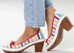 Best Gemini , modische Damen-Pumps, Weite G, aus Leder WEISS-MULTICOLOR