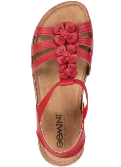 Clearance Gemini , modische Damen-Sandalen, Weite G, mit Blüten-Applikationen ROT