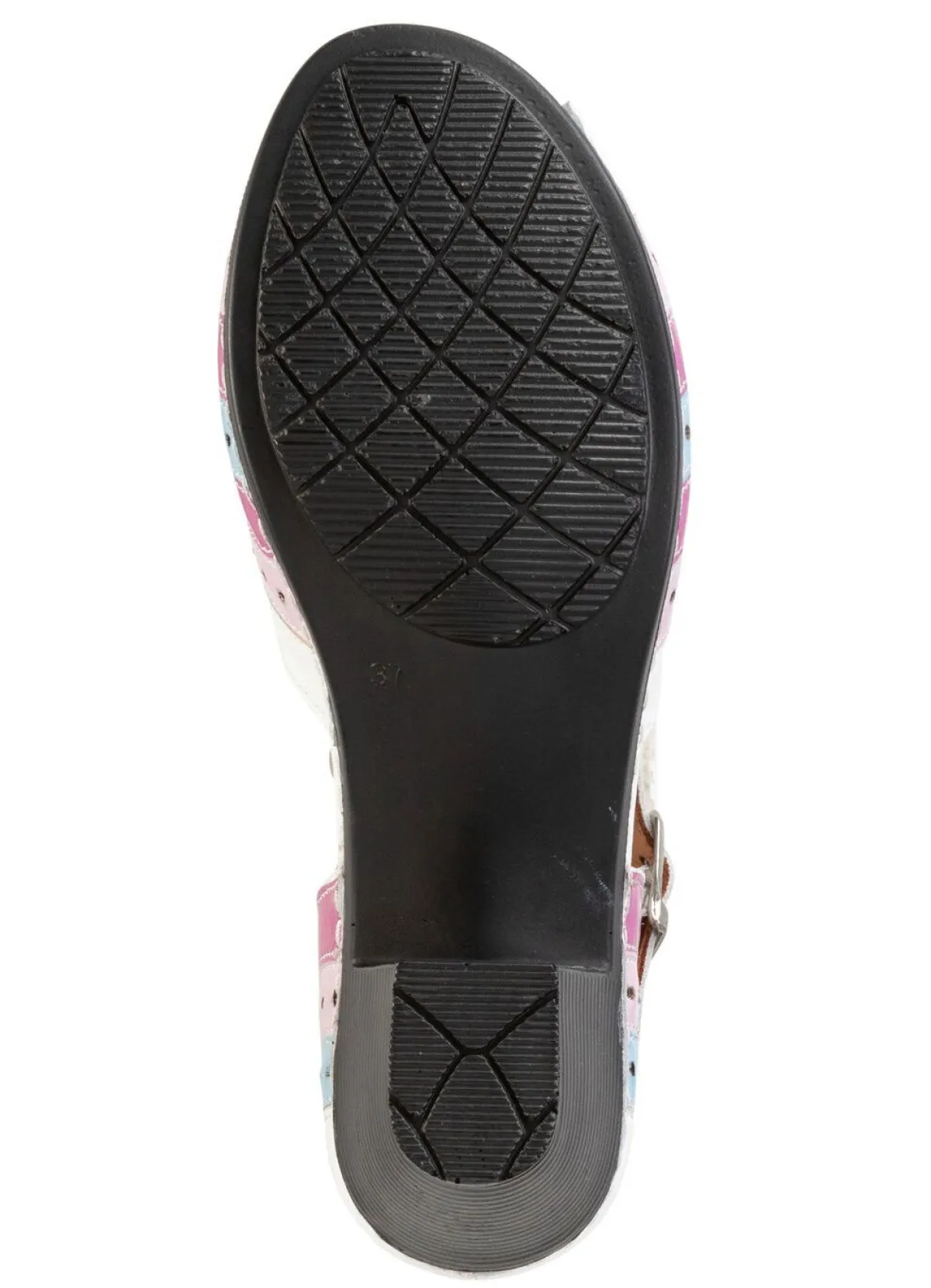 New Gemini , modische Damen-Sandaletten, Weite G, mit Gummizug WEISS-BUNT