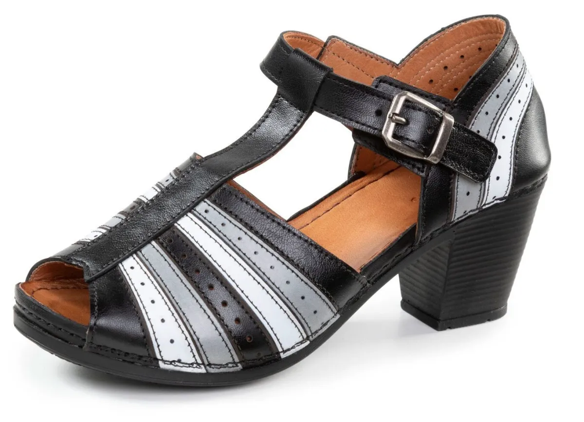 Discount Gemini , modische Damen-Sandaletten, Weite G, mit Gummizug SCHWARZ-GRAU