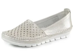 Discount Gemini Mokassin-Slipper aus weichem, glänzend geprägtem Nappaleder MATTSILBER