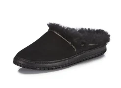 Clearance Gemini Pantoffel aus weichem, bestem Veloursleder SCHWARZ