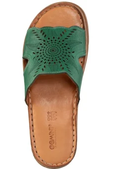 New Gemini Pantolette aus Nappaleder mit Perforation GRÜN