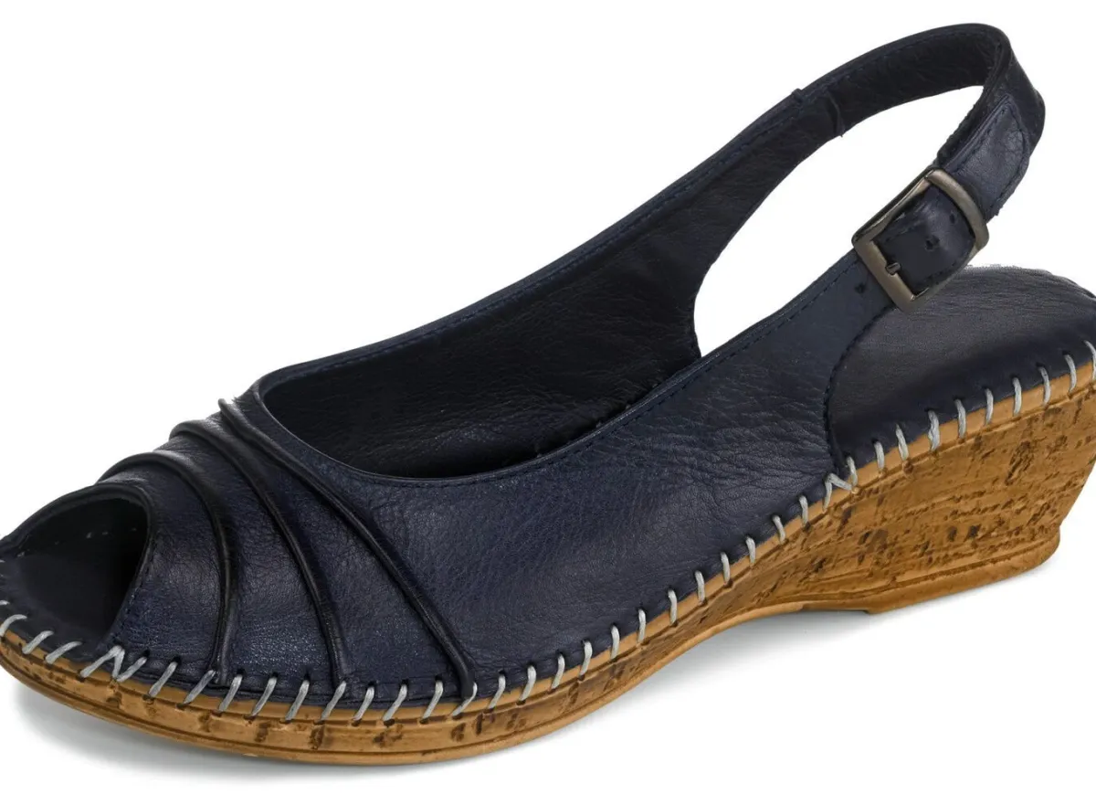 Hot Gemini , schicke Damen-Sandaletten, Weite G, mit Gummizug MARINE