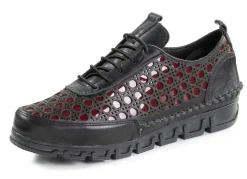 Discount Gemini Schnürschuh aus gelochtem Nappaleder SCHWARZ-BORDEAUX