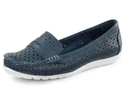 Gemini Slipper aus Nappaleder mit Lederspange MARINE