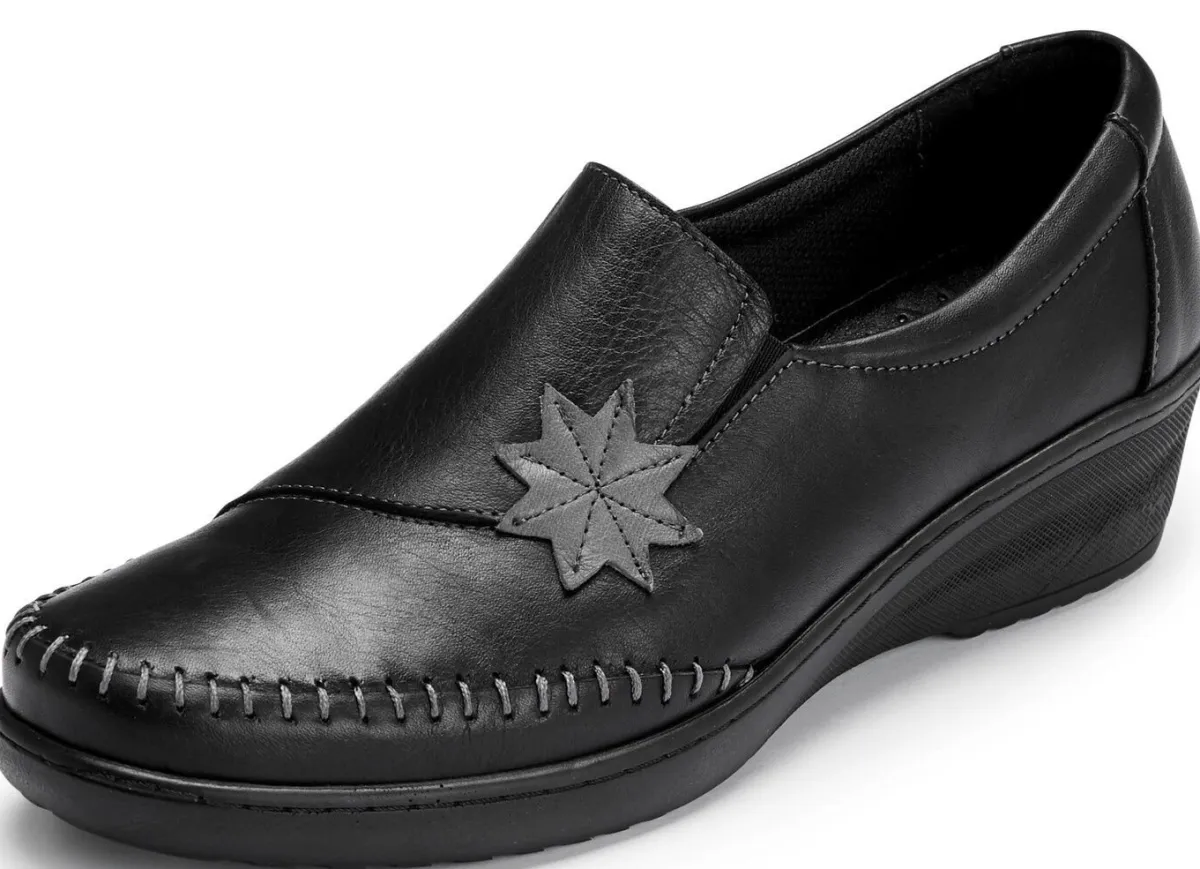 Discount Gemini Slipper mit Leder-Applikation SCHWARZ