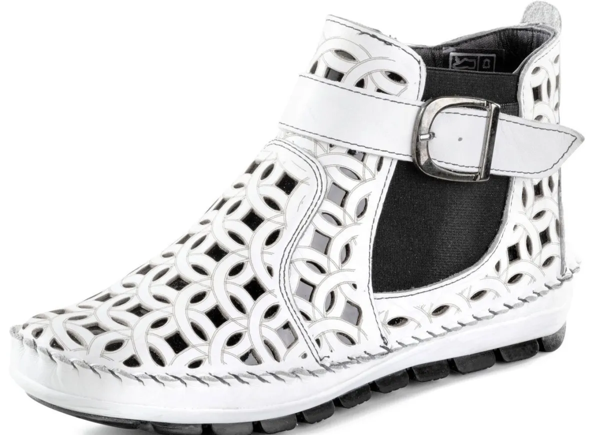 Hot Gemini , sommerliche Damen-Boots, Weite G, mit herausnehmbarem Fußbett WEISS-SCHWARZ