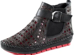 Best Gemini , sommerliche Damen-Boots, Weite G, mit herausnehmbarem Fußbett SCHWARZ-RUBINROT