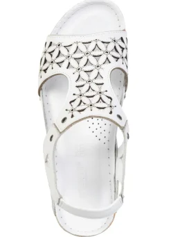 Outlet Gemini , sommerliche Damen-Sandalen, Weite G, aus Leder WEISS