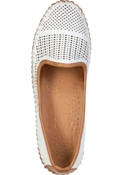 Outlet Gemini , sommerliche Damen-Slipper, Weite G, mit herausnehmbarem Fußbett WEISS-BRAUN