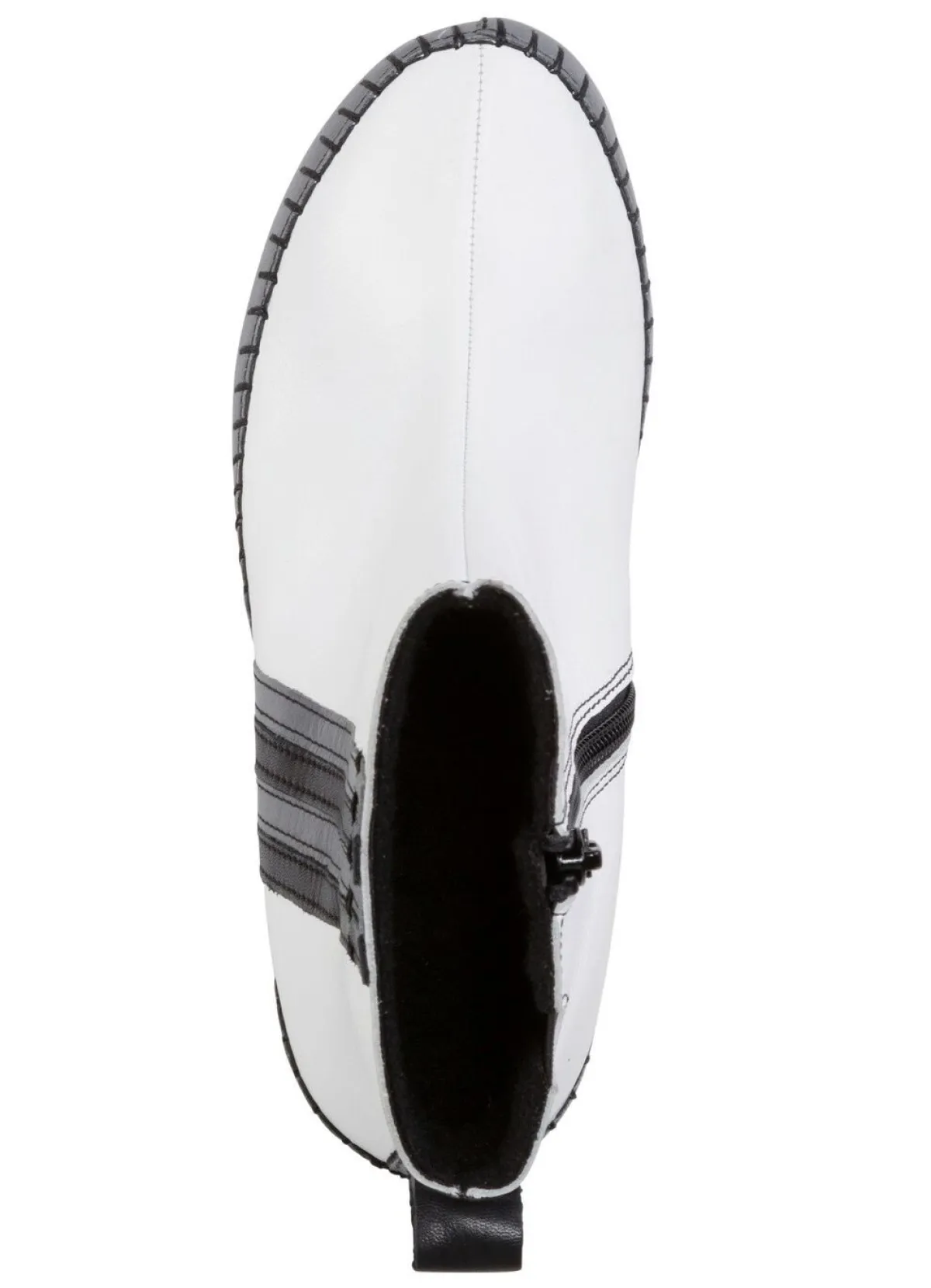 Best Gemini Stiefelette aus Rind-Nappaleder mit Kontraststreifen WEISS-GRAU-SCHWARZ