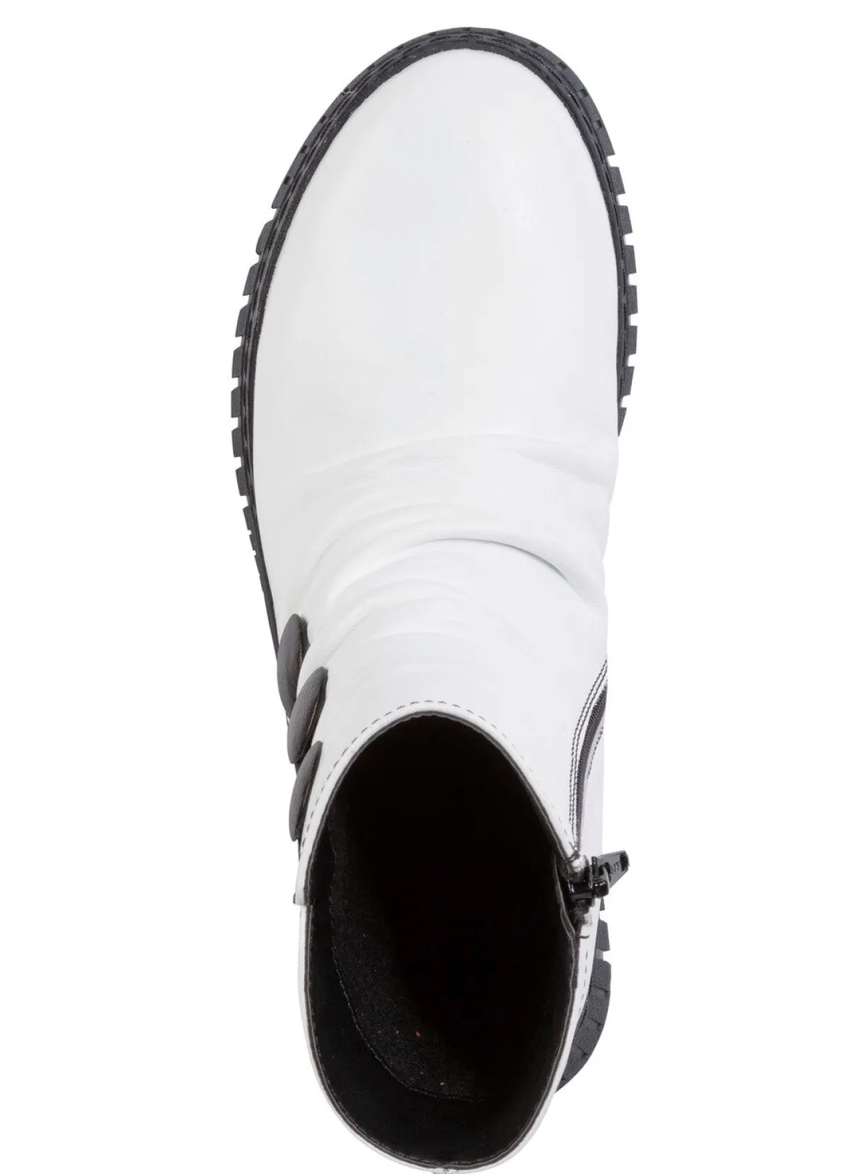 Gemini Stiefelette mit Raffung und dekorativen Knöpfen WEISS