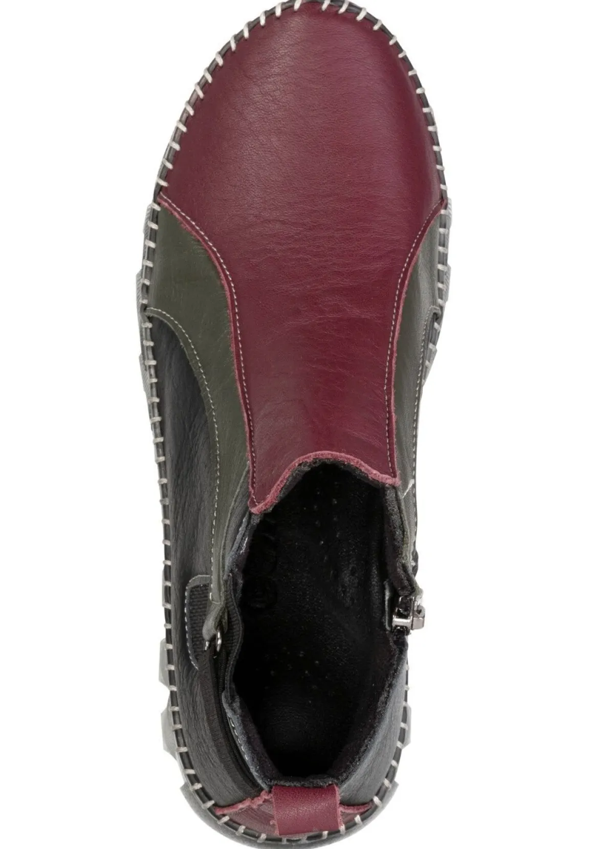 Hot Gemini , trendige Damen-Boots, Weite G, mit herausnehmbarem Fußbett BORDEAUX-SCHWARZ-KHAKI
