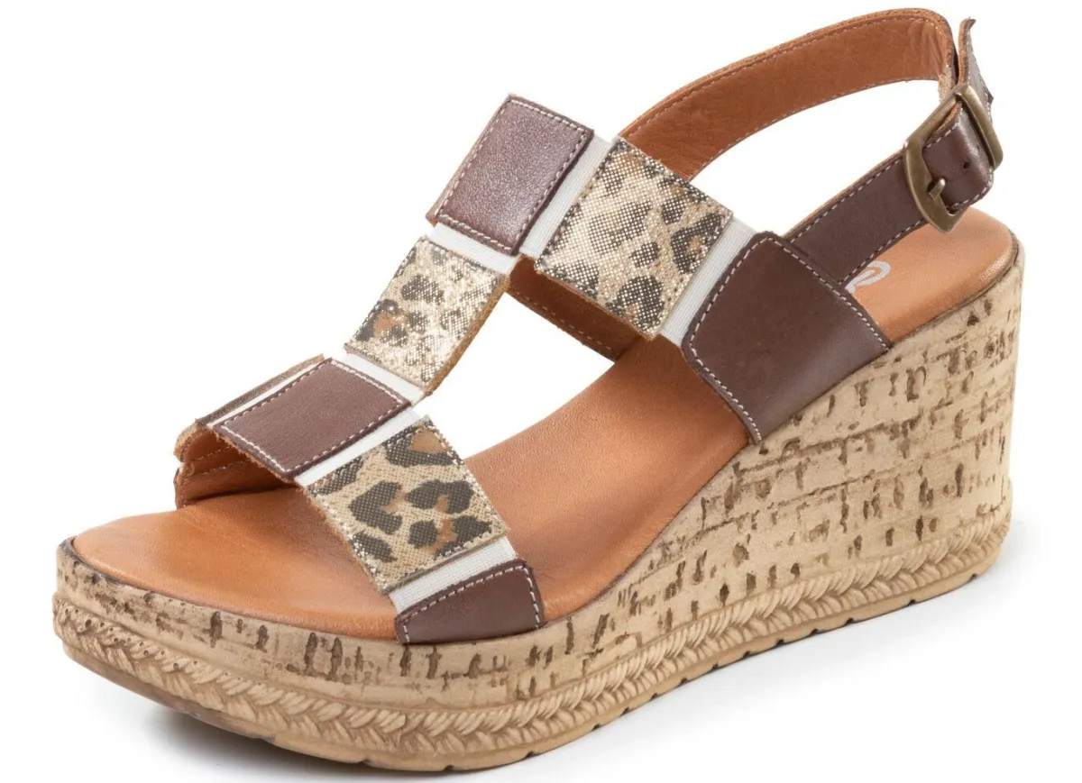 Clearance Gemini , trendige Damen-Sandaletten, Weite G, aus Leder BRAUN-BEIGE