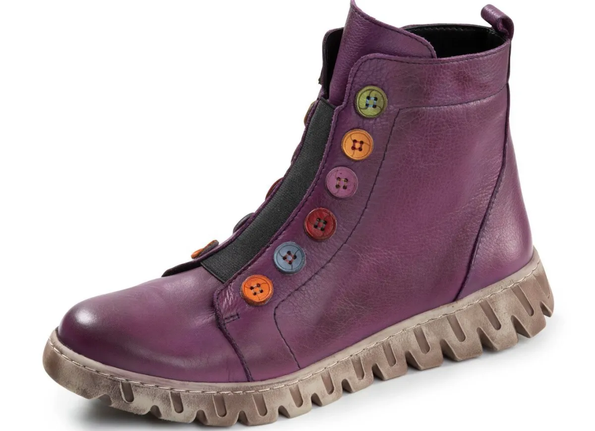 Hot Gemini , trendige Damen-Stiefeletten, Winterschuhe, Weite G, mit herausnehmbarem Fußbett LILA