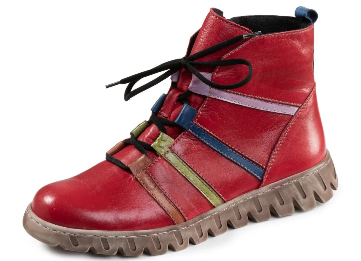 Discount Gemini , trendige Damen-Stiefeletten, Winterschuhe, Weite G, mit herausnehmbarem Fußbett ROT-BUNT
