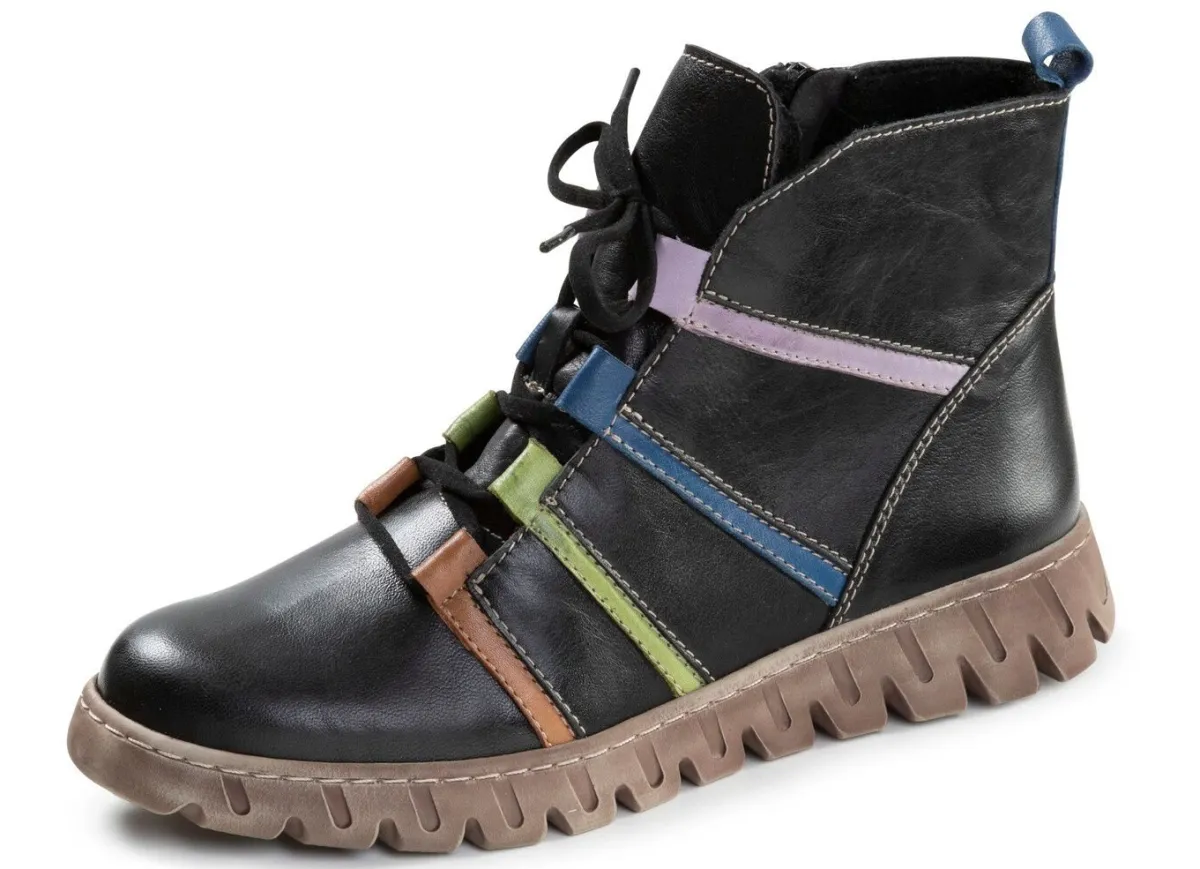 Gemini , trendige Damen-Stiefeletten, Winterschuhe, Weite G, mit herausnehmbarem Fußbett SCHWARZ-BUNT