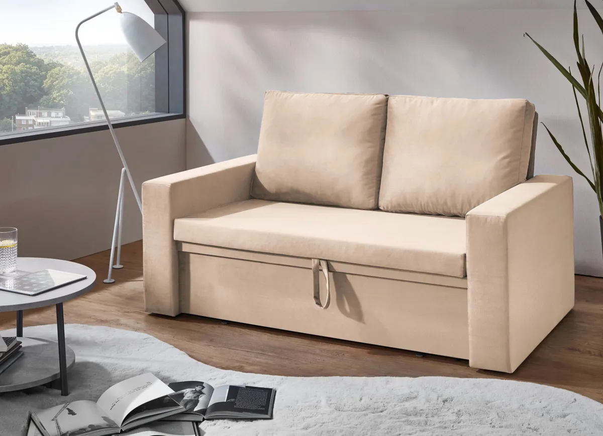 New BADER Gemütliches Schlafsofa creme