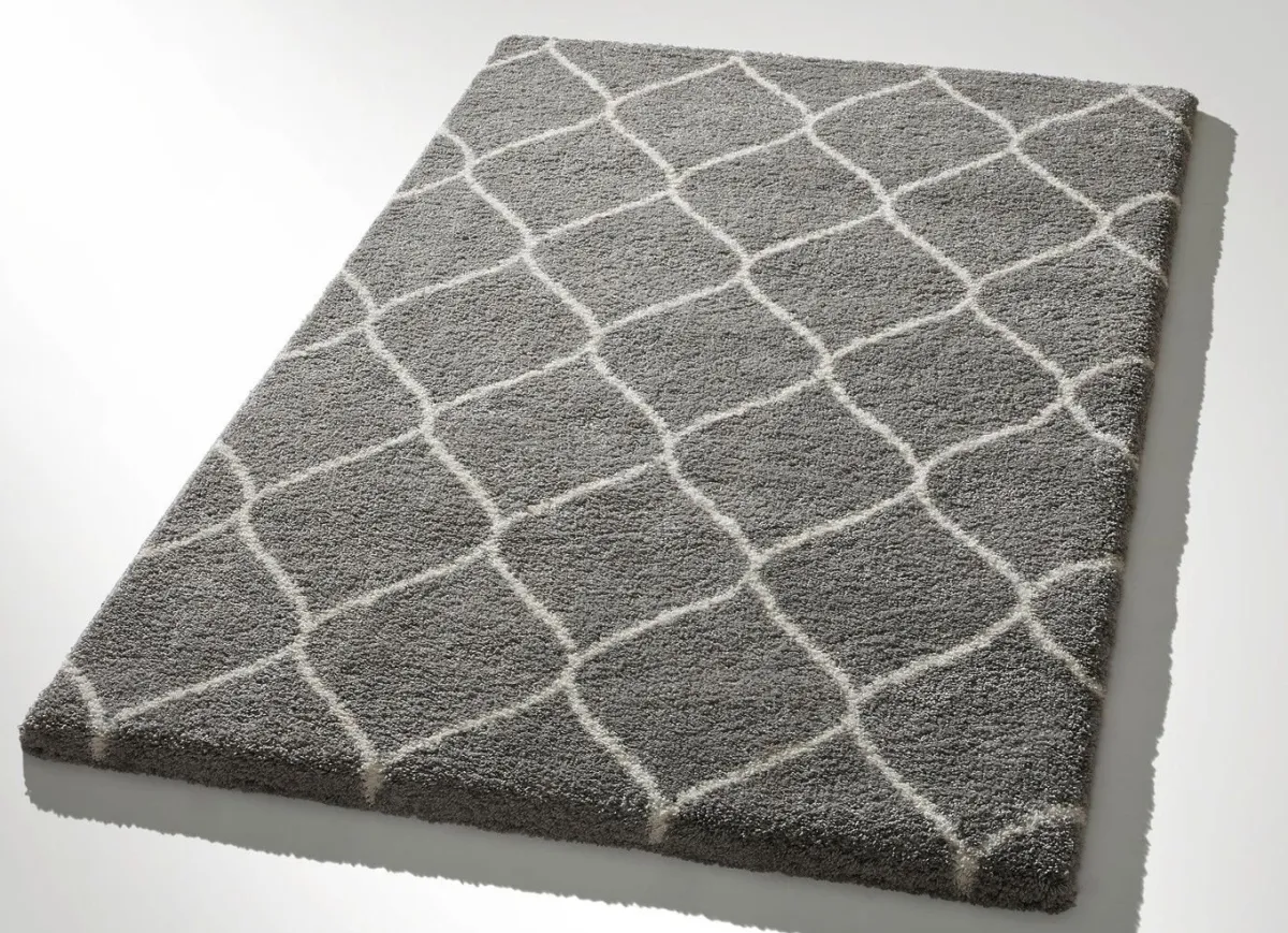 Hot BADER Gemütlich weiche Hochflor-Brücken und -Teppiche GRAU