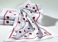 Outlet BADER Geschirrtücher, 3er-Set, aus 100% Baumwolle WEISS/ROT