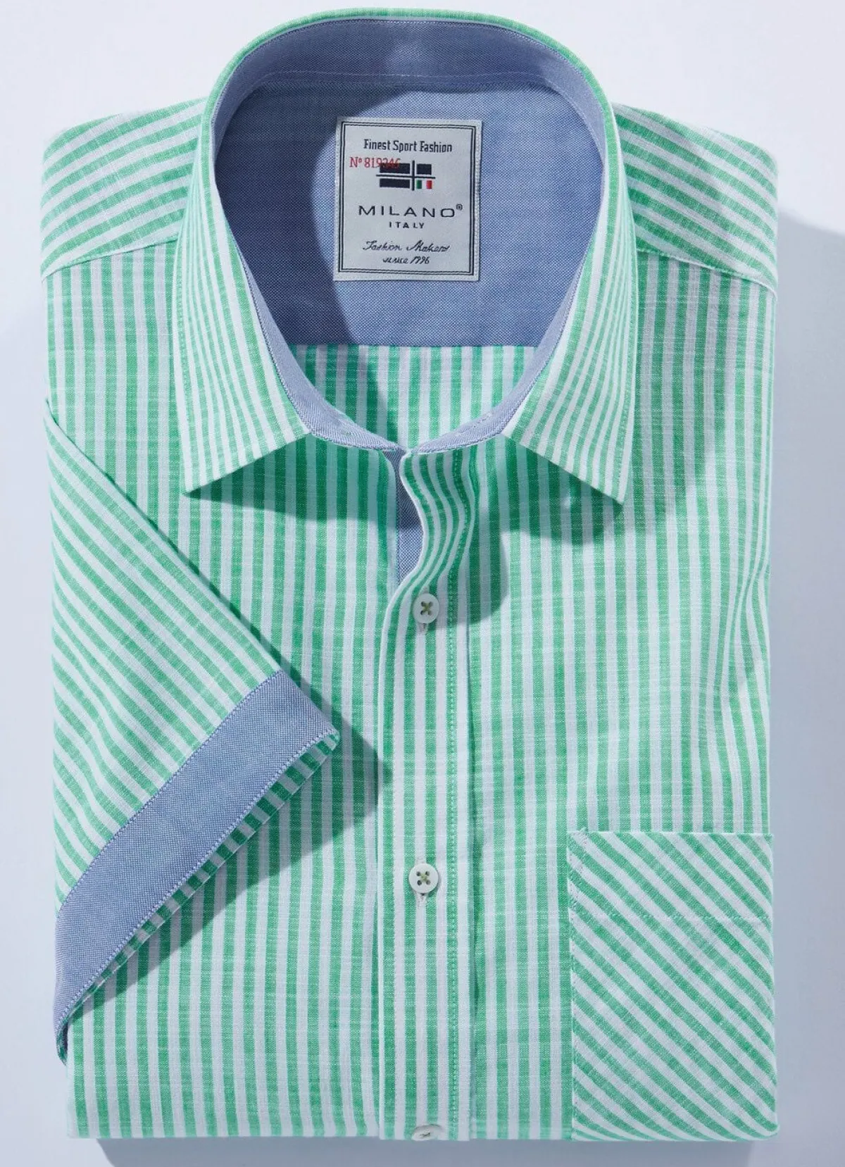 Clearance MILANO ITALY Gestreiftes ""-Hemd in 4 Farben GRÜN-WEISS GESTREIFT