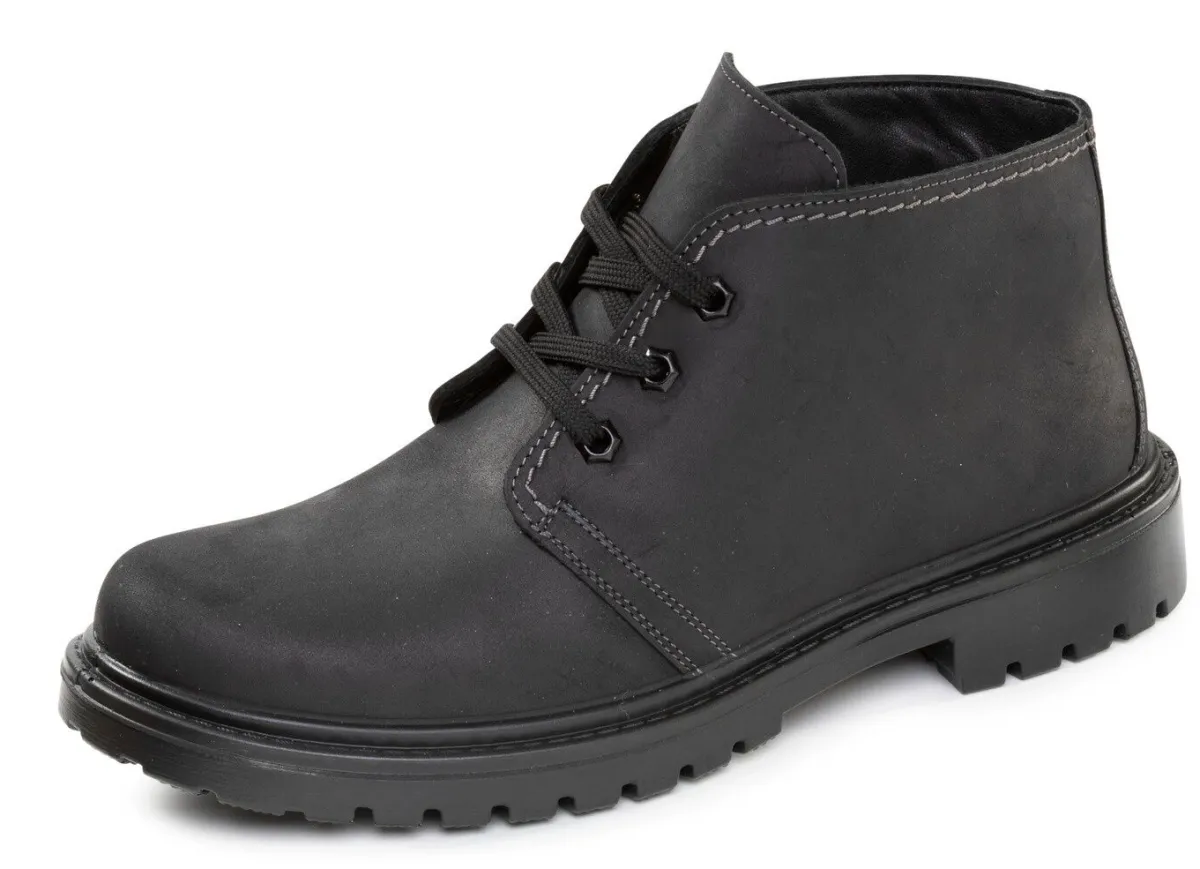 GINO GALANTE , gefütterte Herren-Boots, Winterschuhe, Weite H, mit Lammfell SCHWARZ