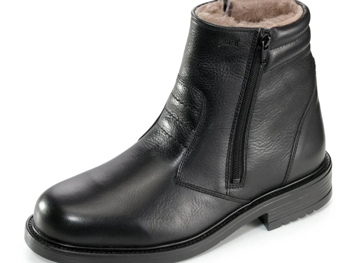 New GINO GALANTE , gefütterte Herren-Stiefel, Winterschuhe, mit Lammfell SCHWARZ