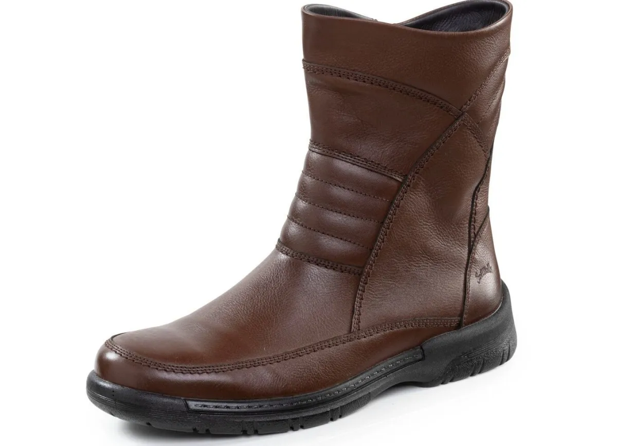 GINO GALANTE , gefütterte Herren-Stiefel, Winterschuhe, mit Lammfell MARONE