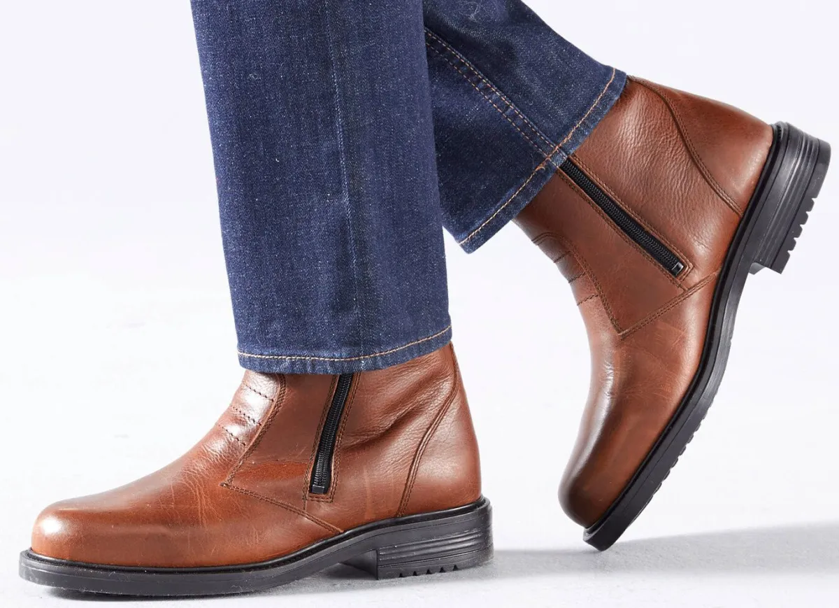 GINO GALANTE , gefütterte Herren-Stiefel, Winterschuhe, mit Lammfell BRAUN