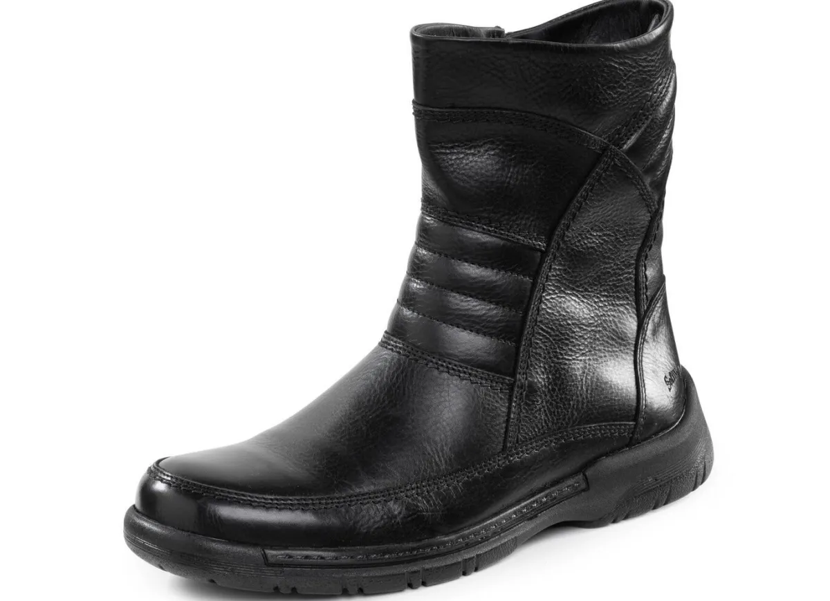 Outlet GINO GALANTE , gefütterte Herren-Stiefel, Winterschuhe, mit Lammfell SCHWARZ