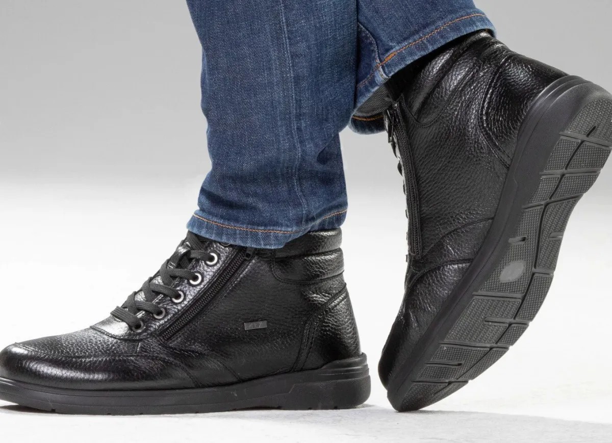 Outlet GINO GALANTE , gefütterte Herren-Boots, Winterschuhe, mit Reißverschluss SCHWARZ