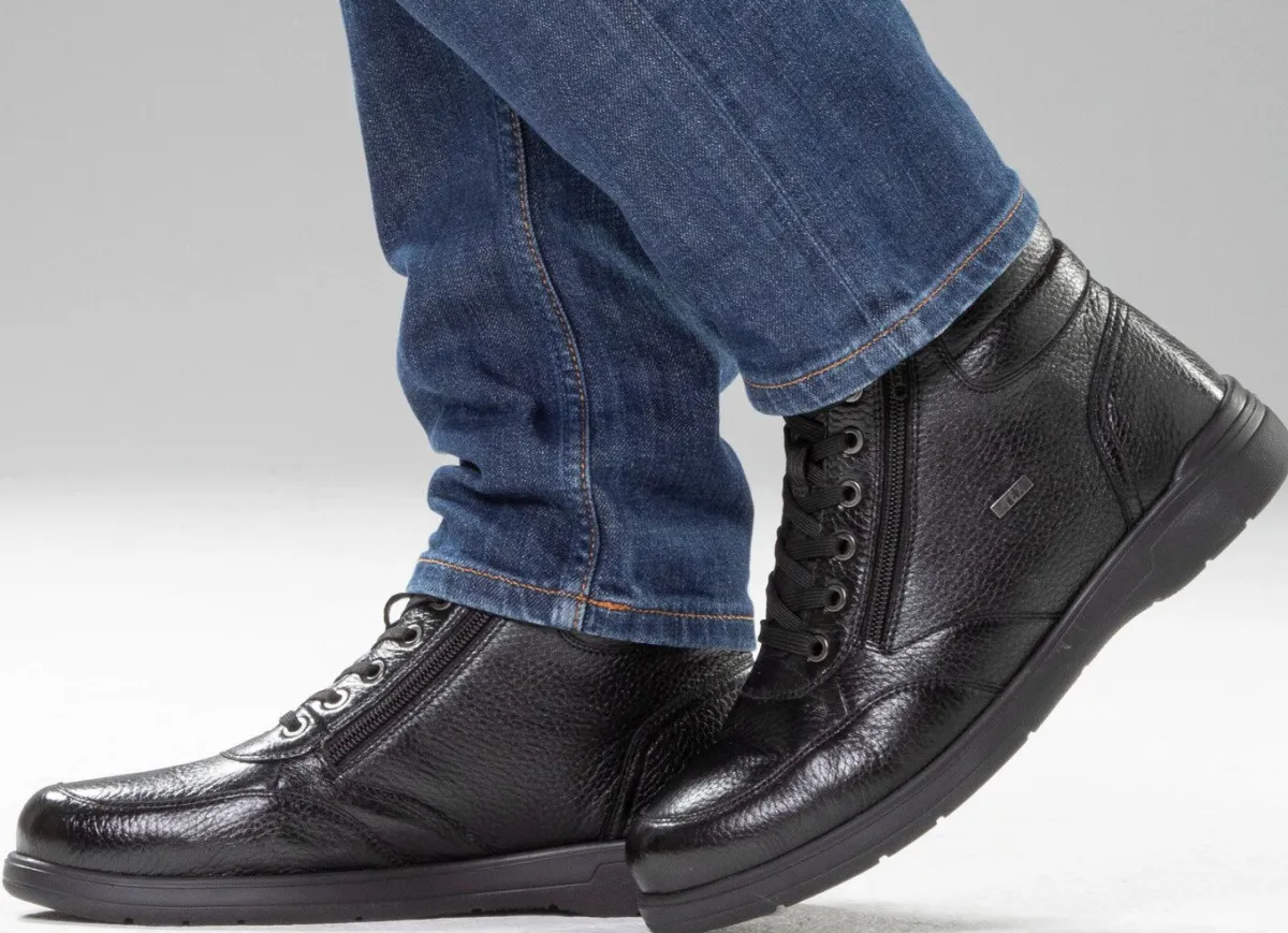Outlet GINO GALANTE , gefütterte Herren-Boots, Winterschuhe, mit Reißverschluss SCHWARZ