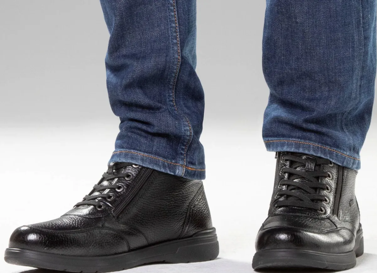 Outlet GINO GALANTE , gefütterte Herren-Boots, Winterschuhe, mit Reißverschluss SCHWARZ