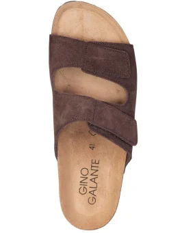 Clearance GINO GALANTE , klassiche Herren-Pantoletten, Weite H, mit Klettverschluss BRAUN