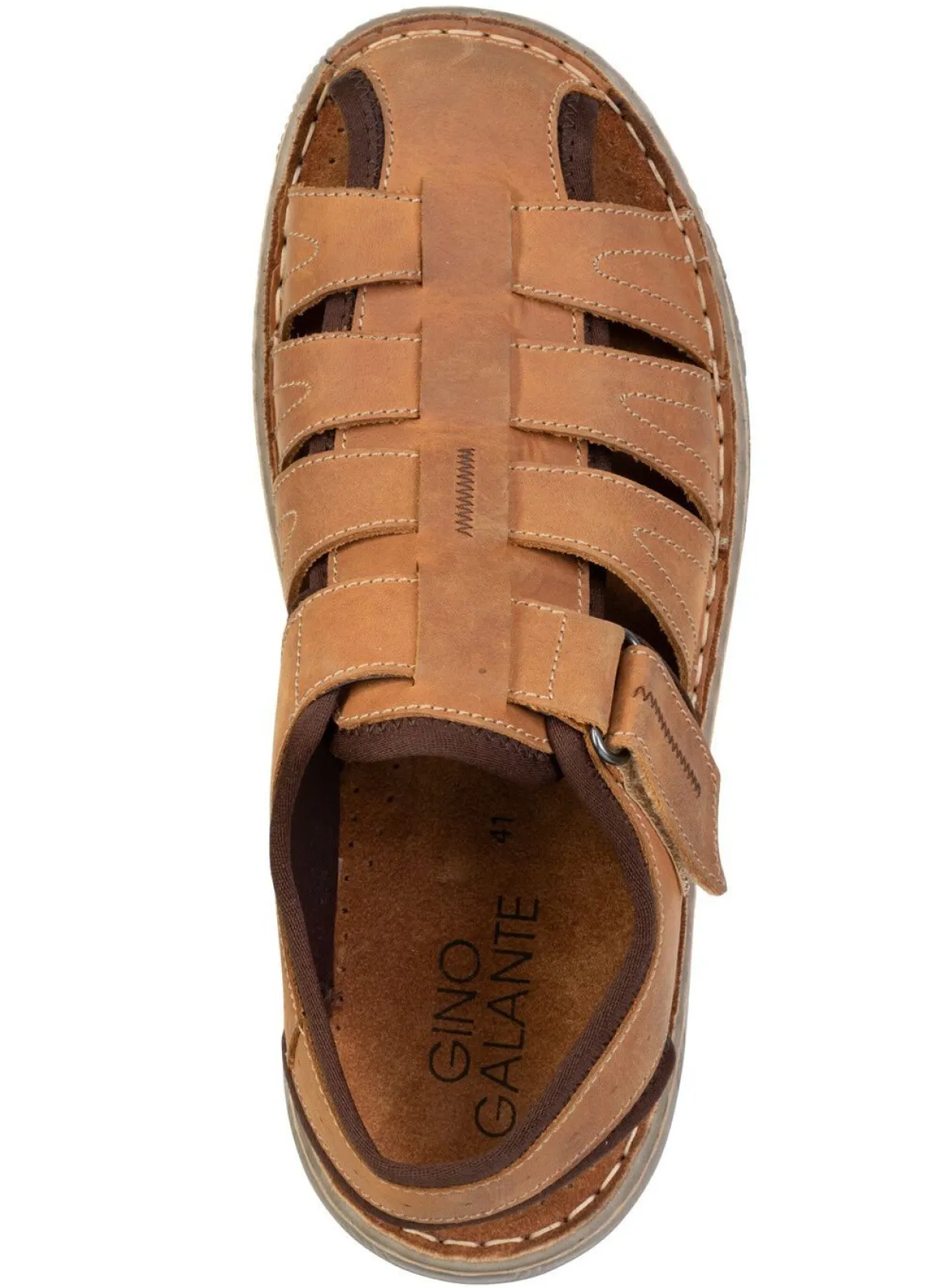 Hot GINO GALANTE , klassische Herren-Sandalen, aus Leder COGNAC