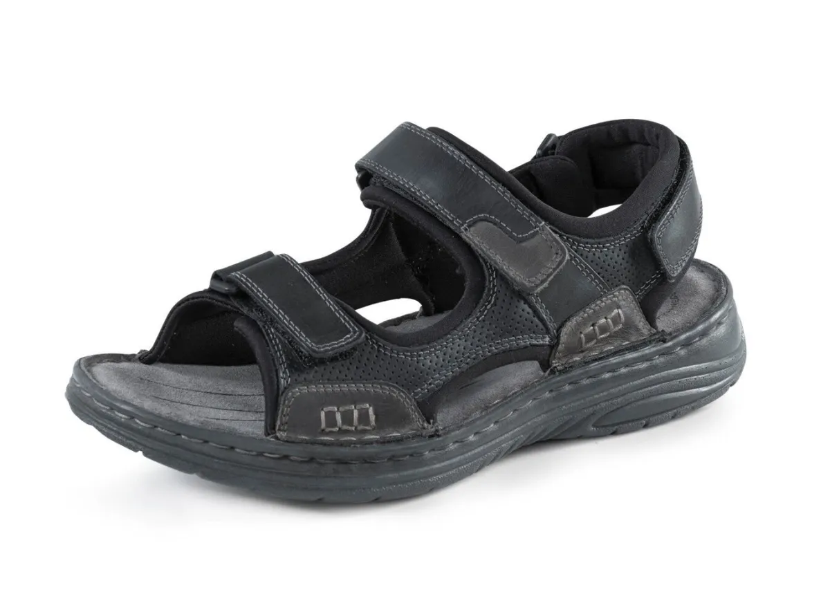Outlet GINO GALANTE , komfortable Herren-Trekkingsandalen, aus Leder SCHWARZ-GRAU