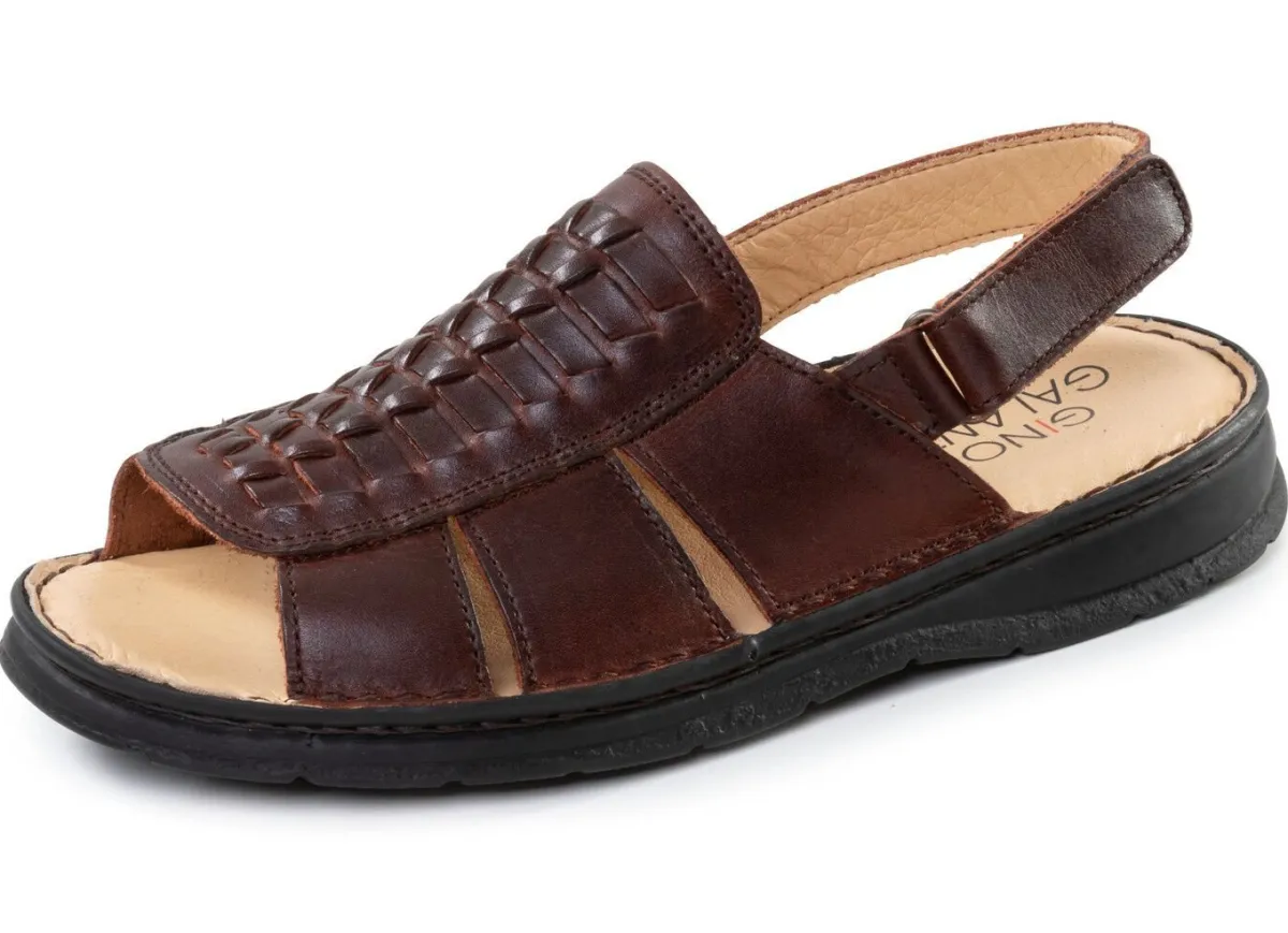 New GINO GALANTE , leichte Herren-Sandalen, aus Leder KASTANIE