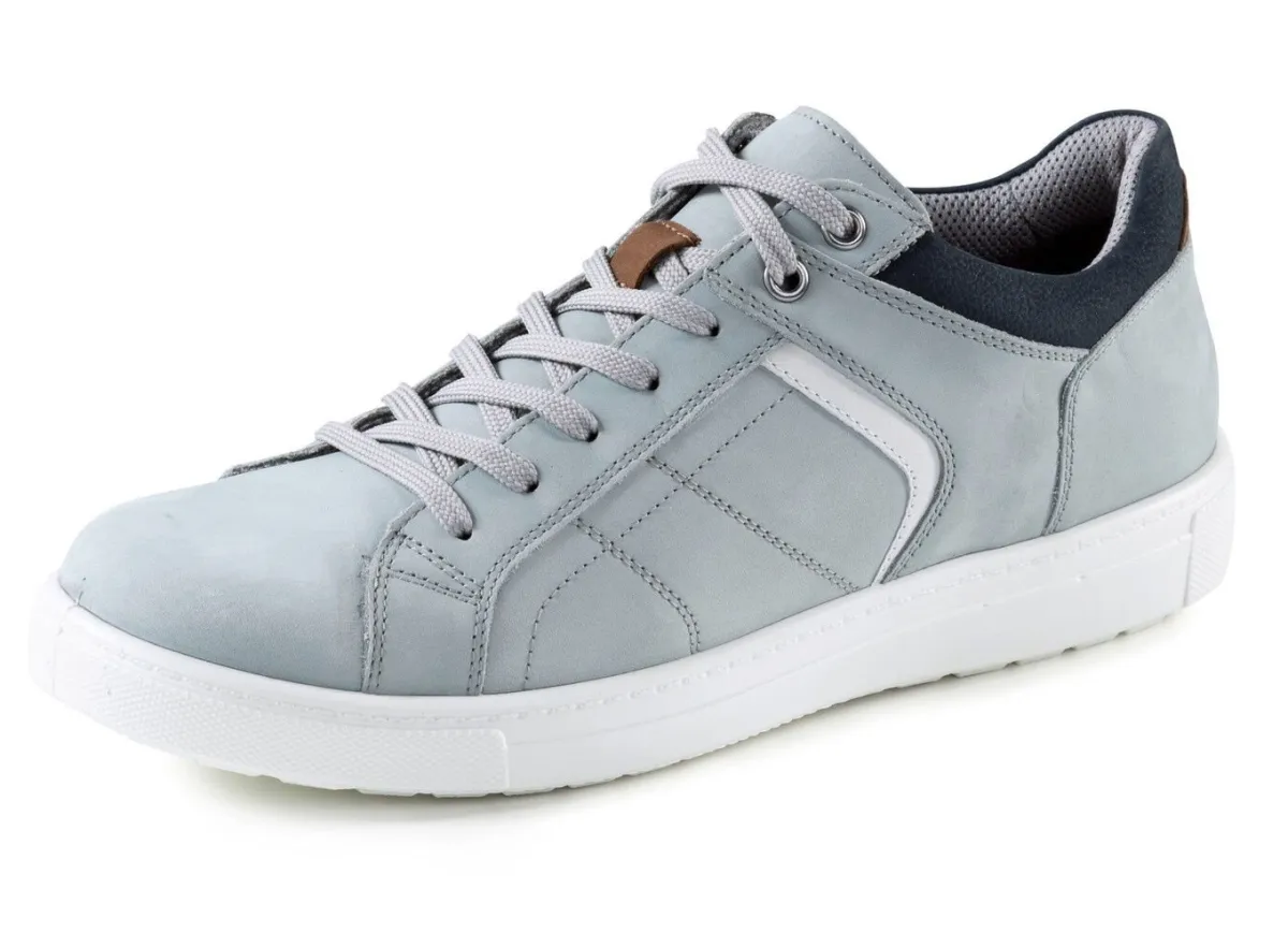 New GINO GALANTE Schnürschuh aus Nubukleder mit Kontrastbesätzen HELLGRAU-BLAU